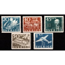 1936. Sverige. Postvæsenets 300-års jubilæum. Enkeltmærker. Postfrisk.